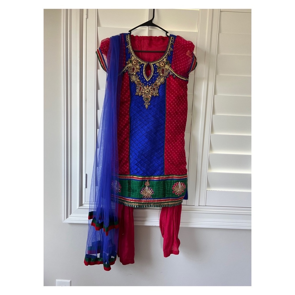 Red & blue salwar